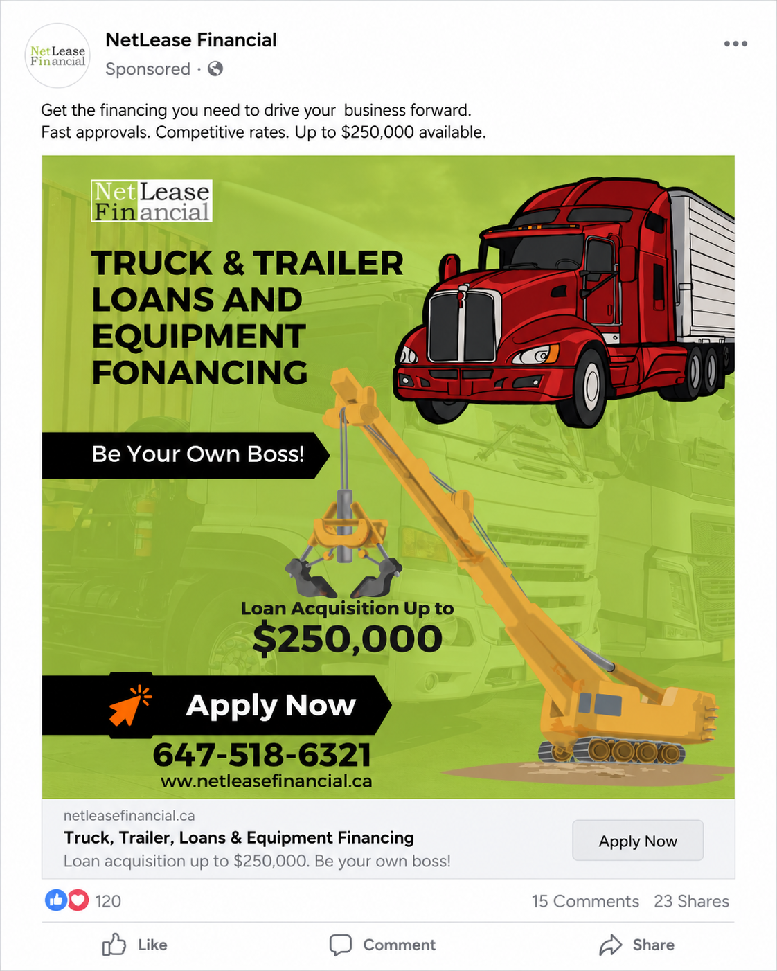 Truck & Equipment Financing Campaign — Lead Generation Creative · Financial Services
